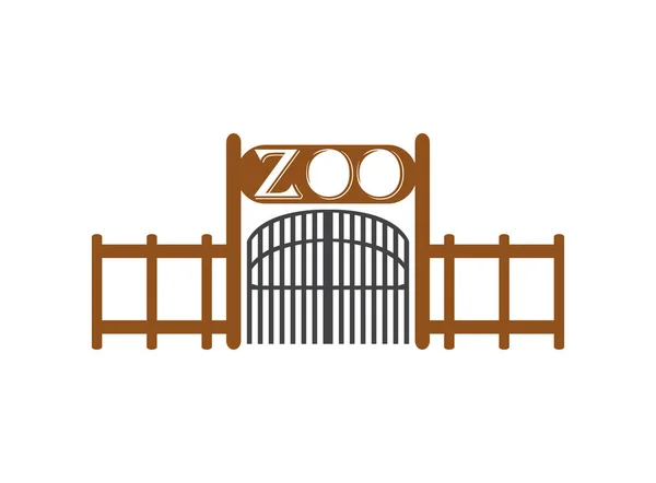 zoo entrance design, entry big door symbol, flat illustration on a white background