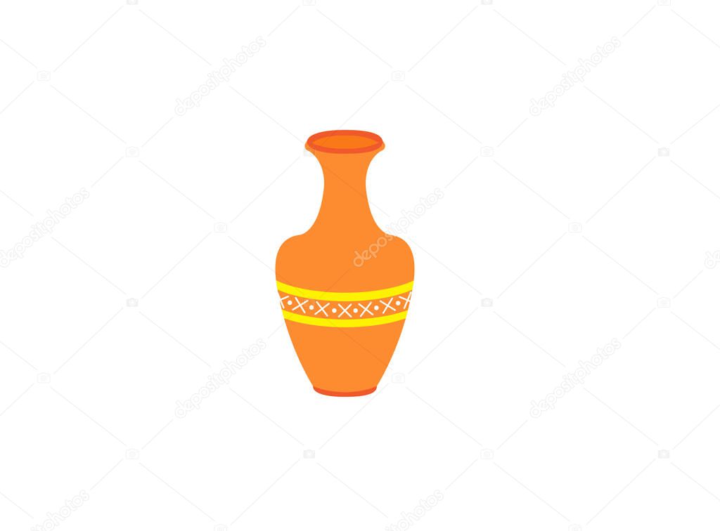Vase crafted pottery, decorative jar clay design logo symbol, flat illustration on a white background