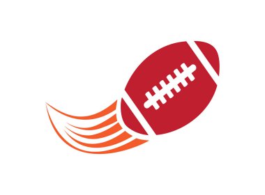 Atış efekti logosuna sahip Amerikan futbol topu, beyaz arka planda rugby topu sembolü.