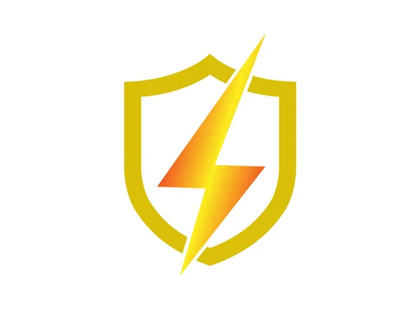 Electric Arrow Shield Logo Design Power Security Icon Illustration White — Stock Photo, Image