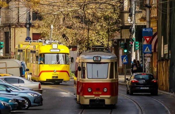 Винтажный парад трамваев - Бухарест Румыния . — стоковое фото