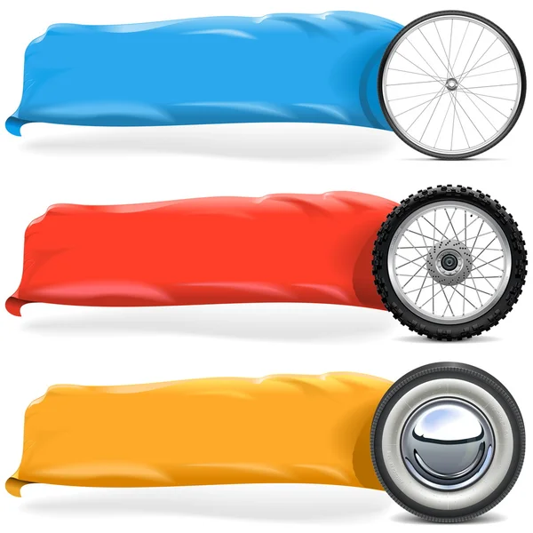 Vector Wheels with Banner Set 2 — Stock Vector