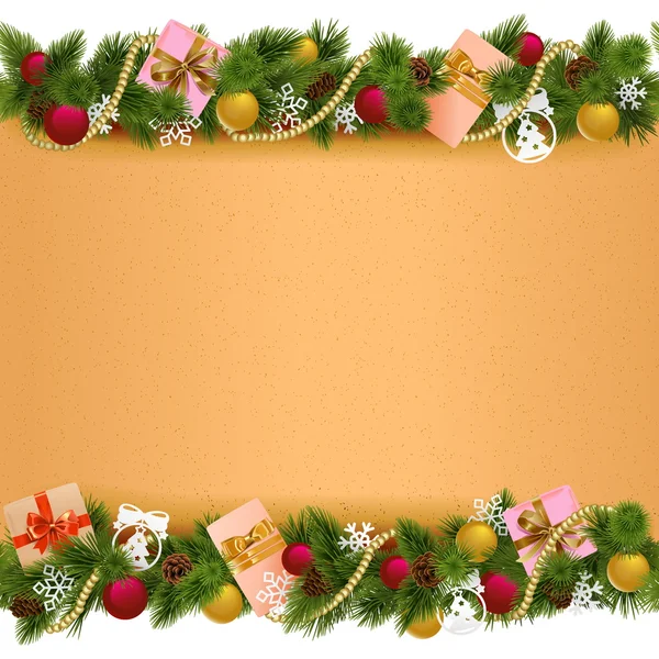 Vector Christmas Border with Paper Scroll — Stock Vector