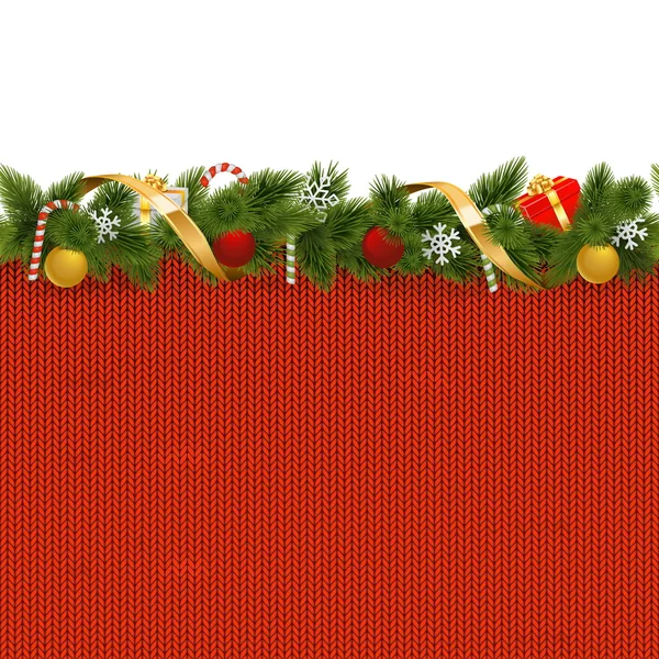 Vector Christmas grens met gebreide patroon — Stockvector