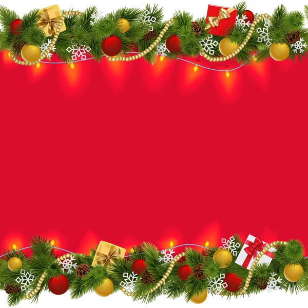 Bordure de Noël vectorielle avec guirlande 2 — Image vectorielle