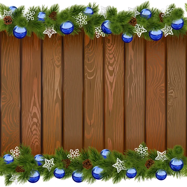 Vektor nahtlose Weihnachtstafel mit blauen Kugeln — Stockvektor