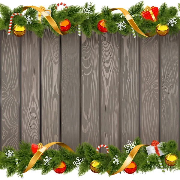 Vektorové bezešvé vánoční stará deska s dekoracemi — Stockový vektor