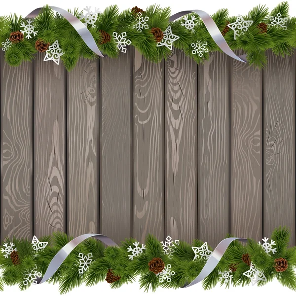 Vector Seamless Christmas Old Board con copos de nieve de papel — Vector de stock