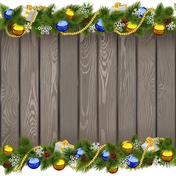 Vector Seamless Christmas Old Board con cuentas de oro — Vector de stock