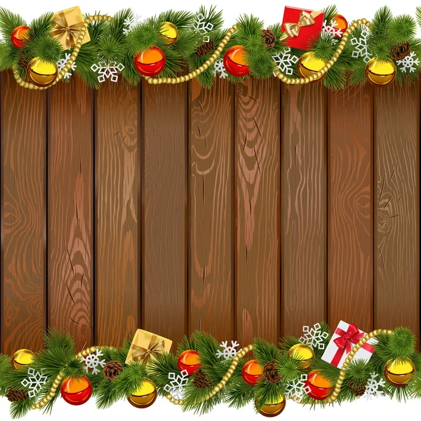 Bordo di legno di Natale senza cuciture vettoriale — Vettoriale Stock