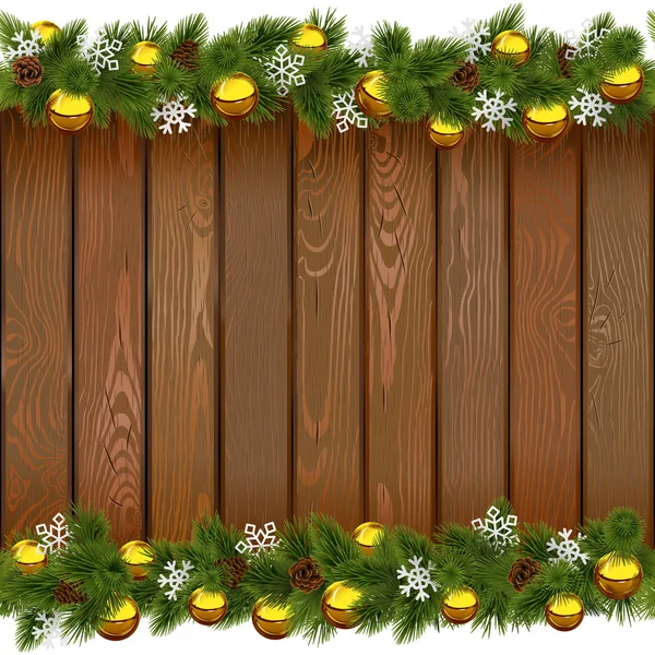 Vector naadloze kerst bord met gouden ballen — Stockvector