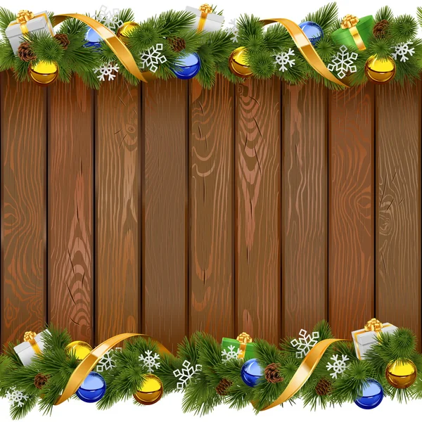 Vector naadloze kerst bord met gouden lint — Stockvector