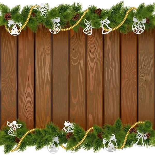 Vector naadloze kerst bord met papier decoraties — Stockvector