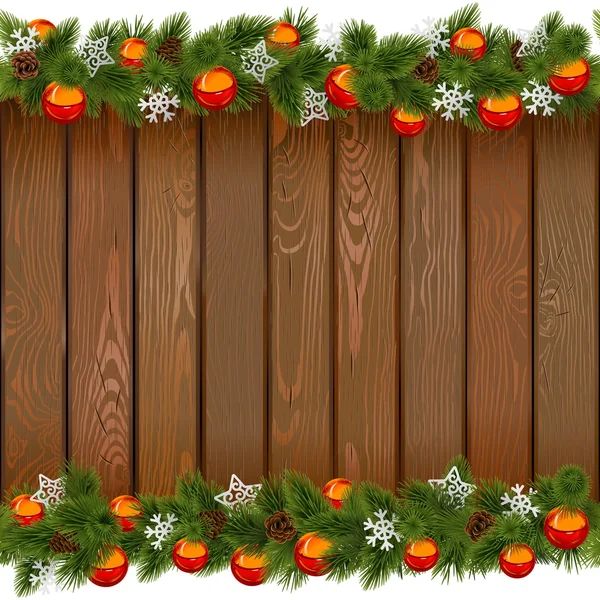 Vector naadloze kerst bord met rode ballen — Stockvector