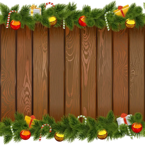 Vector naadloze kerst grens met Lollipop op houten bord — Stockvector