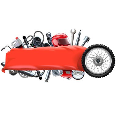 Motosiklet yedek parça ile vektör Banner