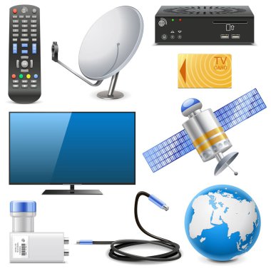 Vektör uydu televizyon simgeler