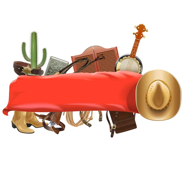 Banner de vetor festivo Cowboy — Vetor de Stock