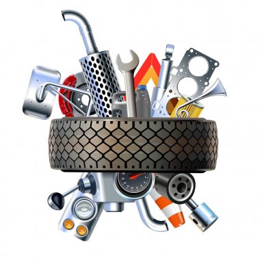 Kamyon yedek parça ile vektör lastik