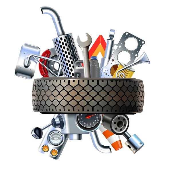 Kamyon yedek parça ile vektör lastik