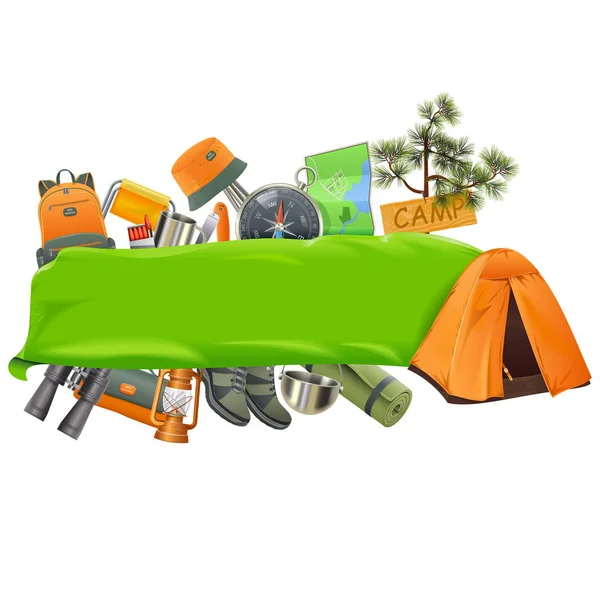 Vector Camping Banner — Stock Vector