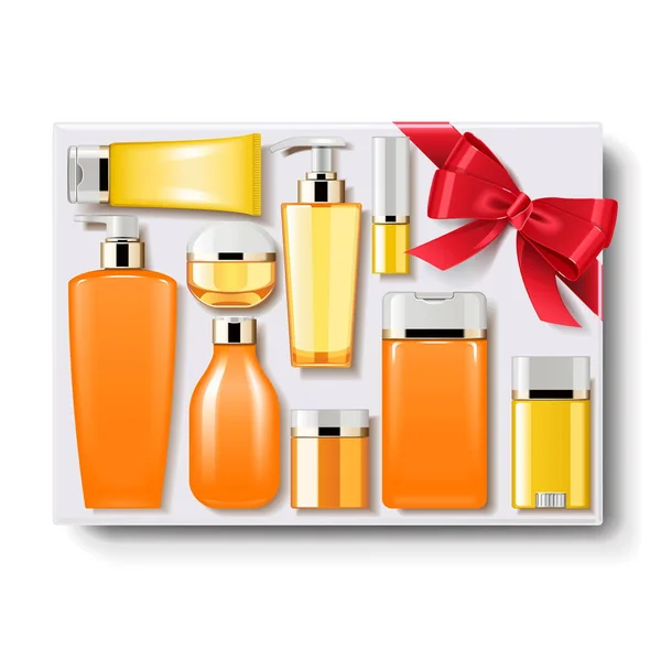 Vector Gift Box with Cosmetics — Stock Vector