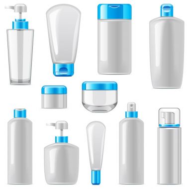 12 vektör kozmetik ambalaj Icons Set