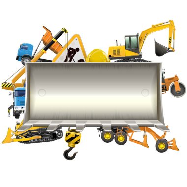 Vektör inşaat çerçeve buldozer kürek ile