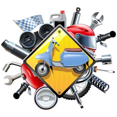Scooter ile vektör motosiklet yedek parça
