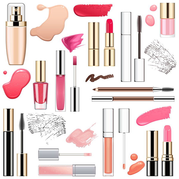 Vector Makeup Cosmetics with Smears