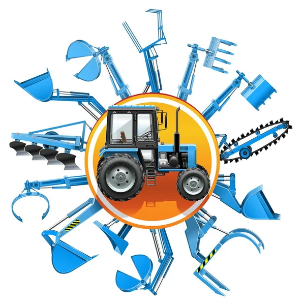 Concept d'équipement de tracteur vectoriel — Image vectorielle