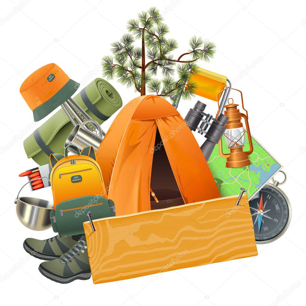 Vector Camping Concept with Tent