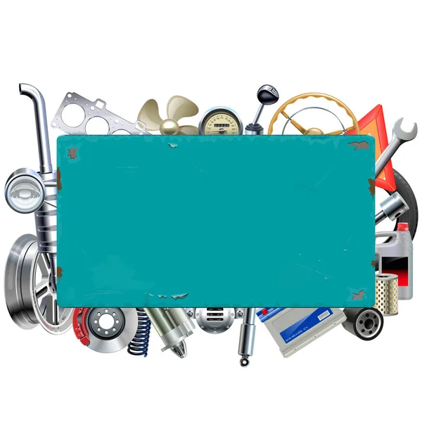 Rusty Billboard araba parçaları ile vektör