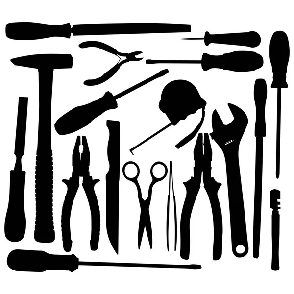 Vector zwarte Hand Tool pictogrammen — Stockvector