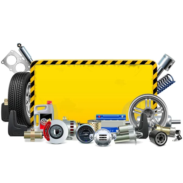 Vector Car Spares Cadre jaune — Image vectorielle