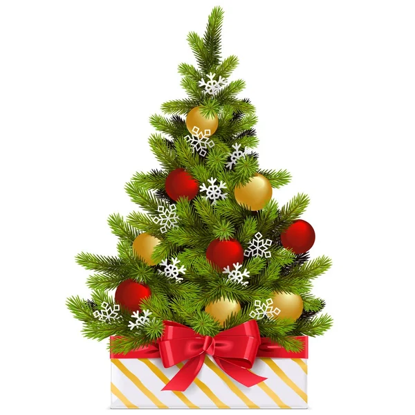 Caixa de presente vetorial com árvore de Natal —  Vetores de Stock