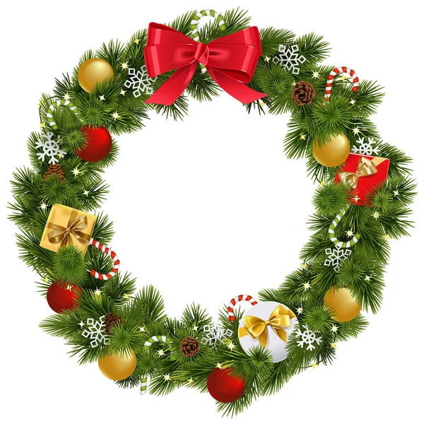 Vector de kroon van Kerstmis met Garland — Stockvector