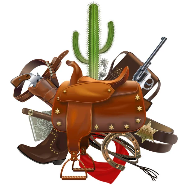 Vektor Cowboy koncepció nyereg — Stock Vector