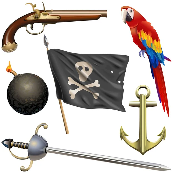 Conjunto de acessórios de pirata vetorial —  Vetores de Stock