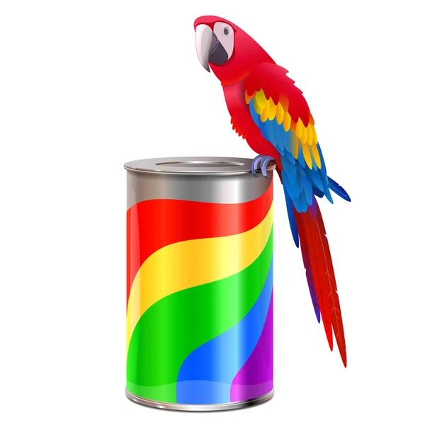 Vektor papegoja med färg kan — Stock vektor