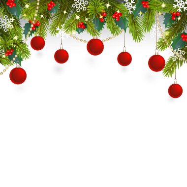 Kırmızı Böğürtlenli Vektör Noel Üst Dekorasyonu