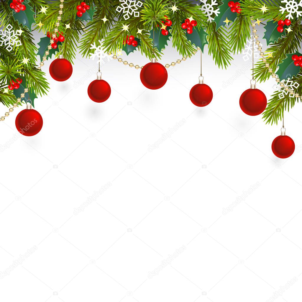 Vector Christmas Top Decoration with Red Berries