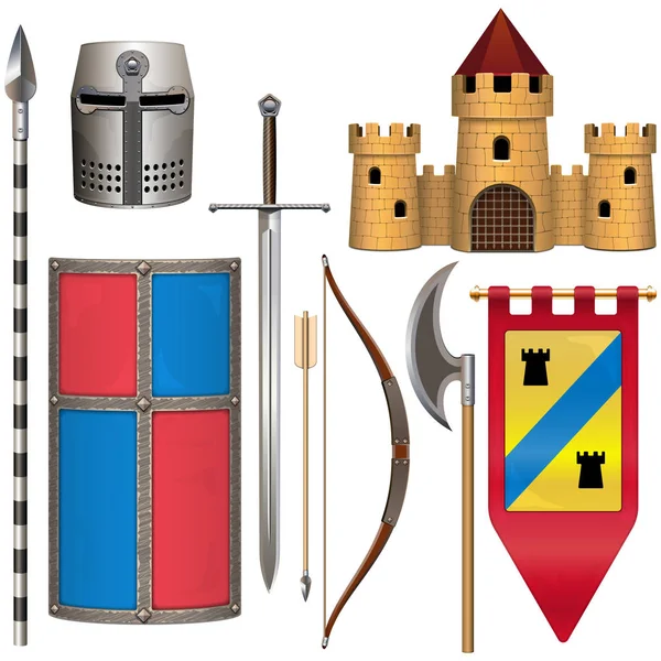 Vector Knight Armor Icons Set Isoliert Auf Weißem Hintergrund — Stockvektor