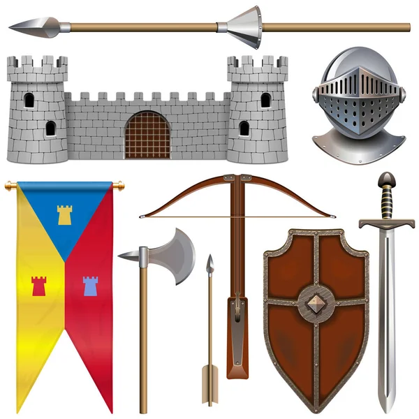 Vector Knight Armor Icons Set Isolato Sfondo Bianco — Vettoriale Stock