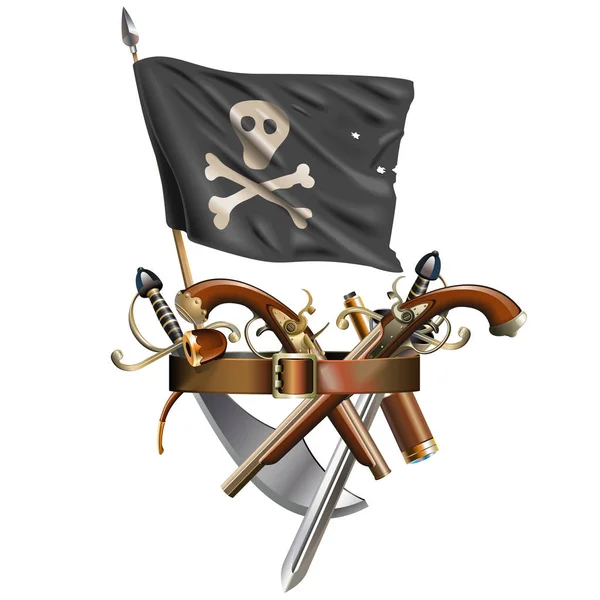 바탕에 고립된 Pirate Flag — 스톡 벡터