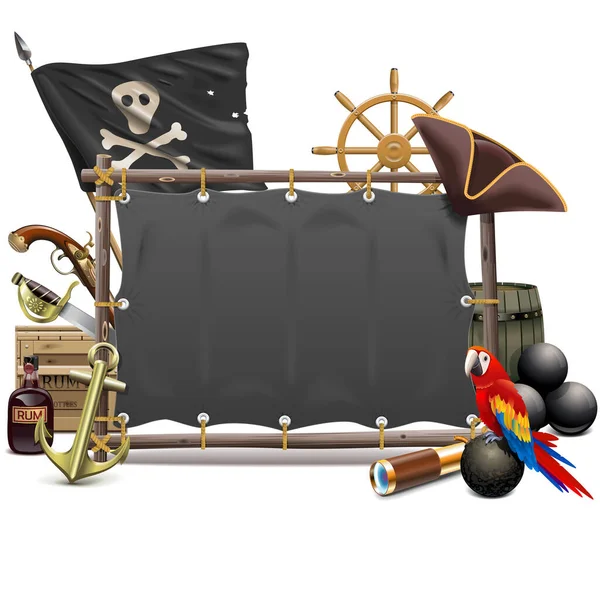 Vector Vela Pirata Marco Aislado Sobre Fondo Blanco — Archivo Imágenes Vectoriales