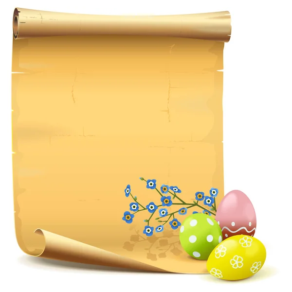 Vector Easter Paper Scroll Isolated White Background — Stockový vektor