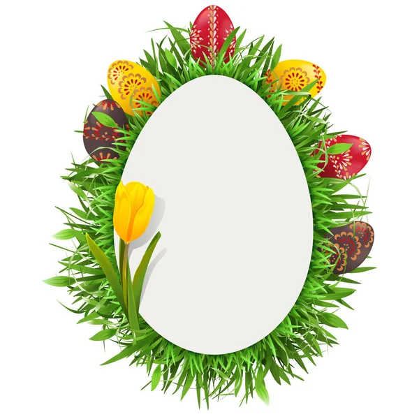 Vector Easter Greeting Card Tulip Isolated White Background — Stockový vektor