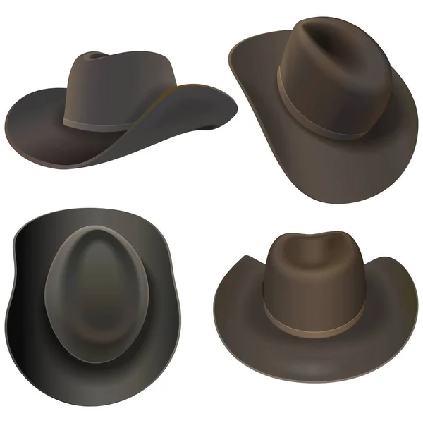 Vector Cowboy Chapéus Isolados Sobre Fundo Branco — Vetor de Stock