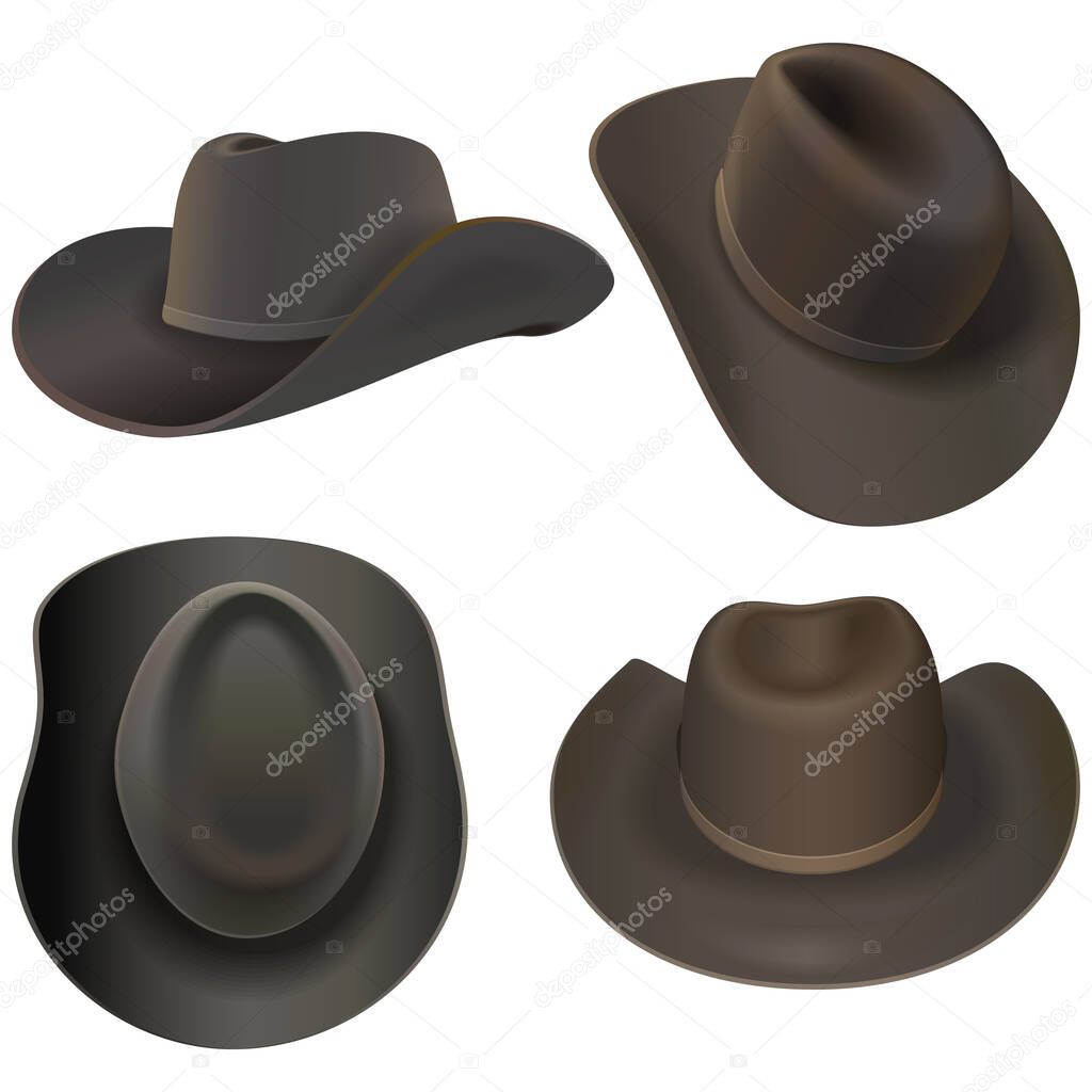 Vector Cowboy Hats isolated on white background